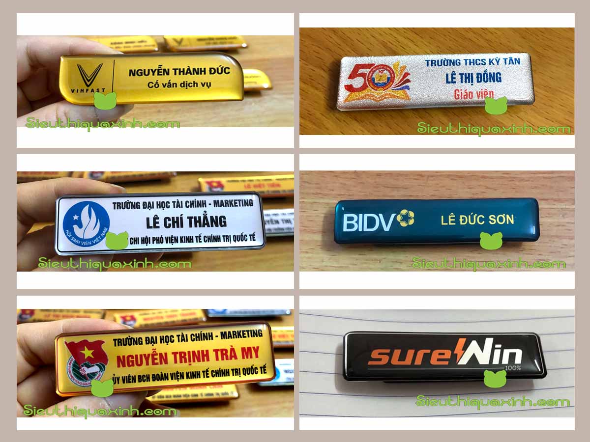 Bảng tên nhân viên nhôm in kim loại sắc nét logo công ty